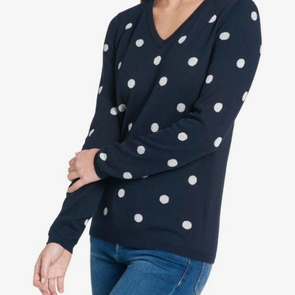 Tommy Hilfiger Navy & White Polka-dot Sweater